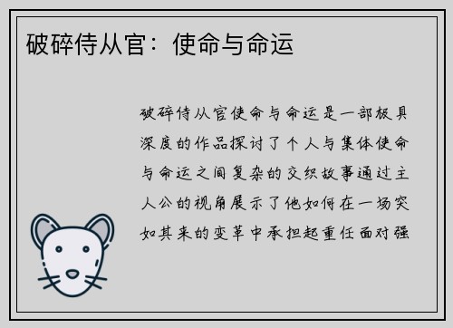 破碎侍从官:使命与命运 破碎侍从官:使命与命运